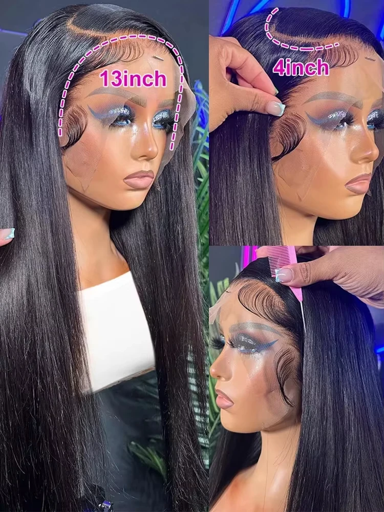 13x4 13x6 HD Transparent Bone Straight Lace Front Wigs 30 40 Inch 200 Density Brazilian Human Hair Wigs For Women Human Hair - Image 4