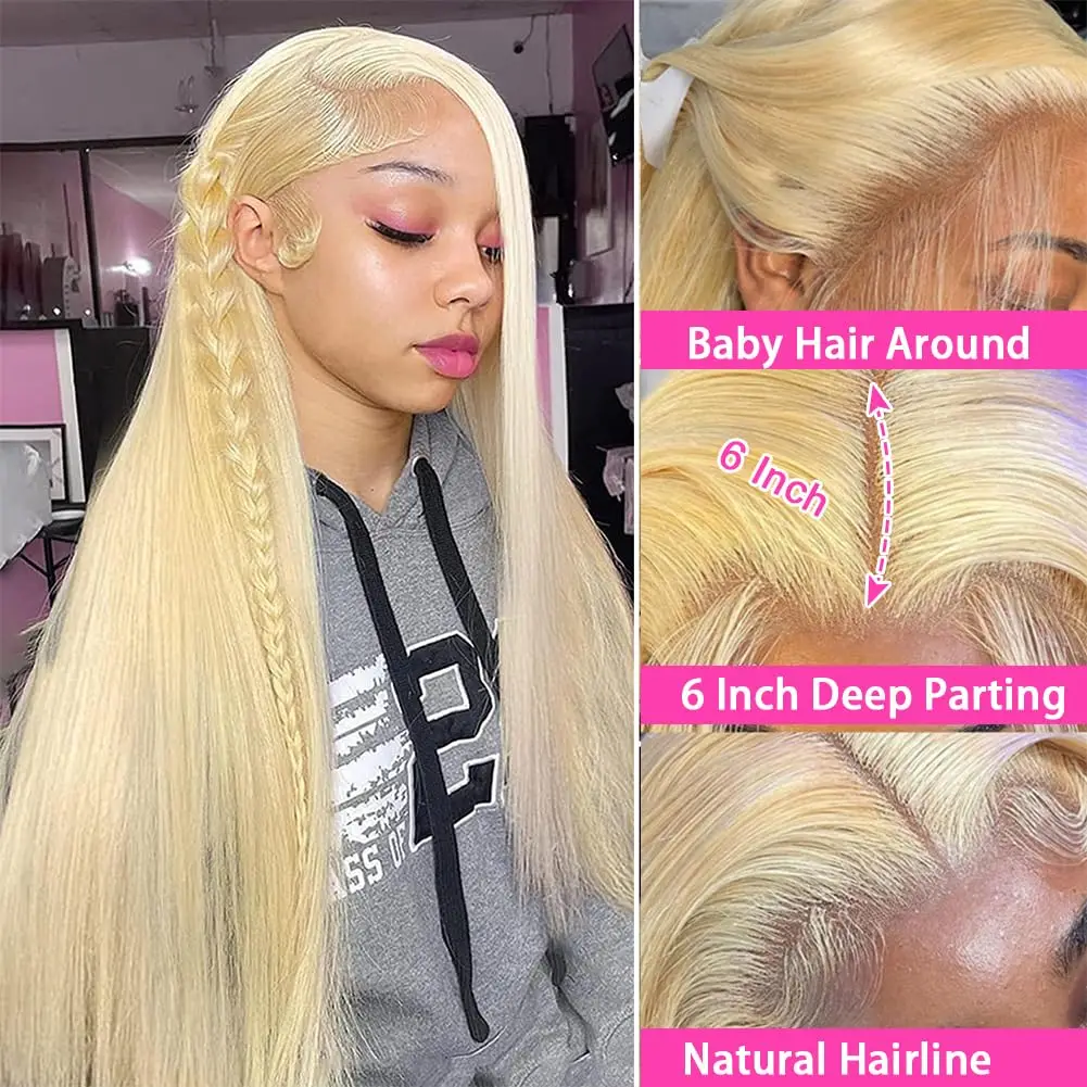 Straight 13x4 Lace Front Wig 613 hd Lace Frontal Wig 13x6 Lace Frontal Wigs Human Hair for Black Women Blonde Human Hair Wig - Image 3