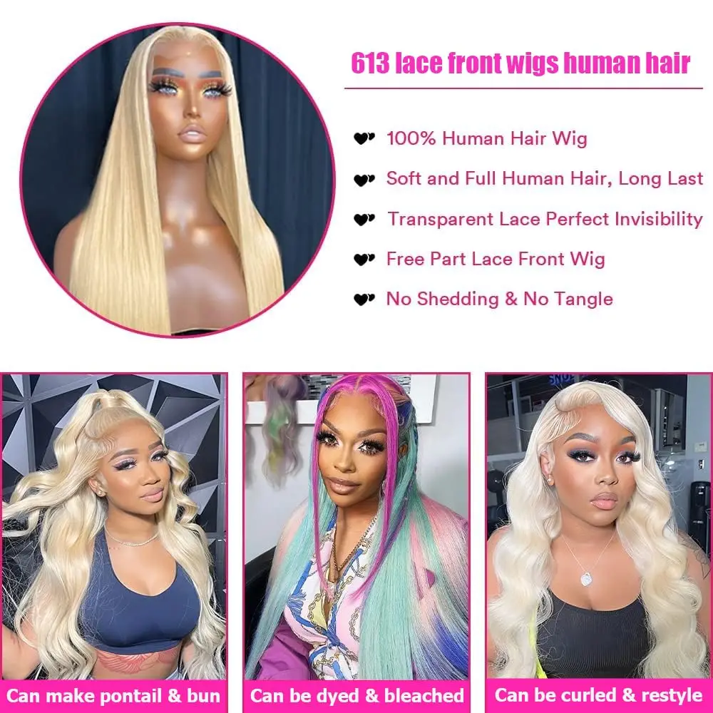 Straight 13x4 Lace Front Wig 613 hd Lace Frontal Wig 13x6 Lace Frontal Wigs Human Hair for Black Women Blonde Human Hair Wig - Image 4